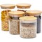 5-Pack Glass Canisters with Bamboo Lids, 3 Sizes for Pantry Storage
